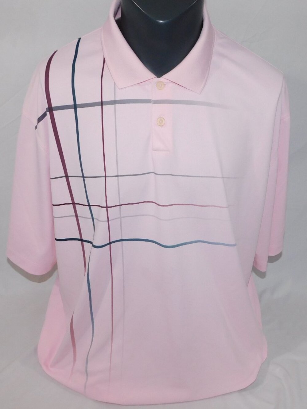Nike Golf Dri-Fit Pink Maroon Gray Polo shirt Mens XXL 2XL